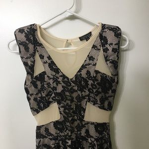 Topshop floral bandage dress, black & nude size 4